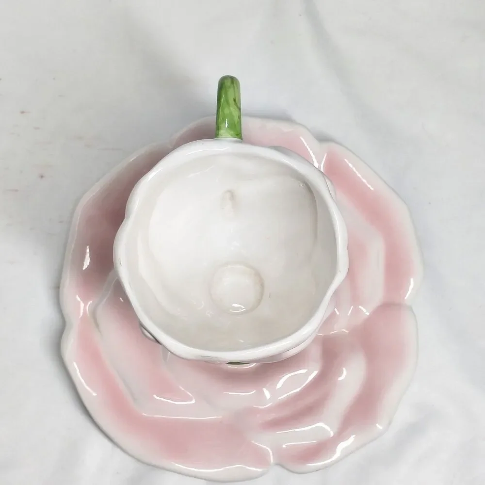 Vintage Pink Rose Ceramic Teleflora Gift Cup & Saucer Set
